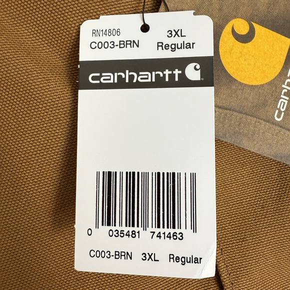 Carhartt Jacket COO3-BRN Brown Size 3XL Quilted Lined Chore Coat Canvas NWT - Picture 3 of 16